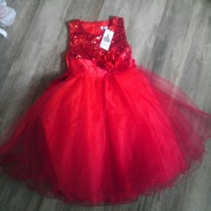 New girls formal flower girl red dress Christmas