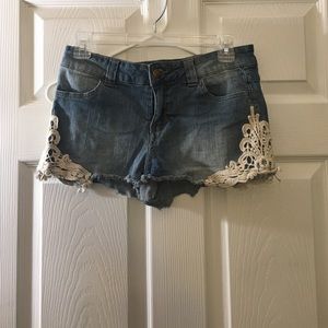 Forever 21 Jean shorts with white trim on the side