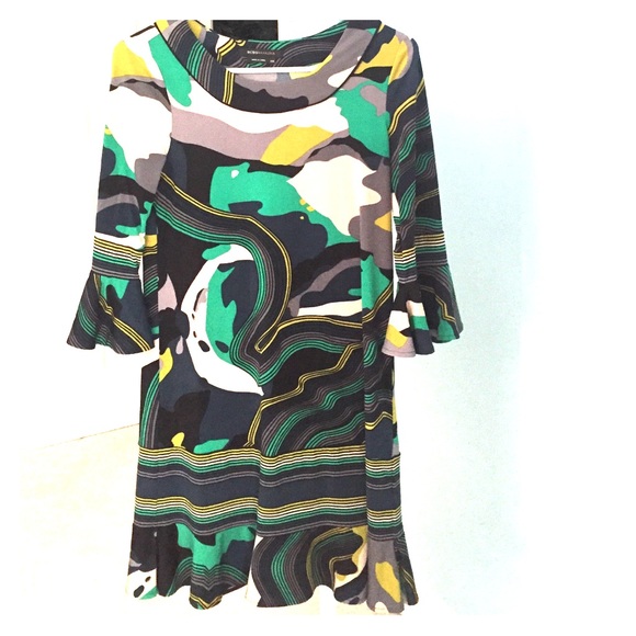 BCBG 3/4 length ruffle sleeve dress