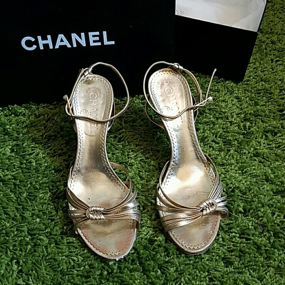 PRICE REDUCED Chanel Gold Leather Heels
