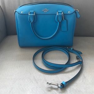 Blue Coach Small Satchel w/ Cross Body Strap