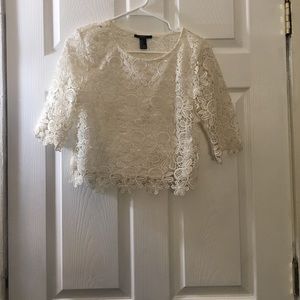 Forever 21 white lace quarter length crop top
