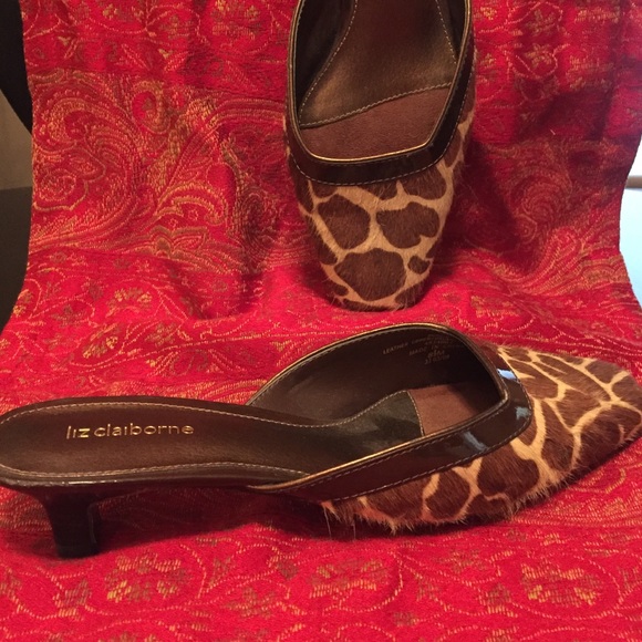 Animal print mule with kitten heel