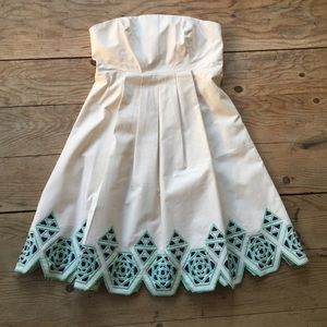 Strapless cream embroidered dress by Tracy Reese
