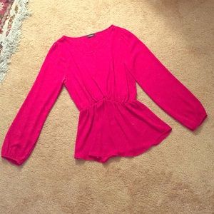 Red cinched-waist blouse