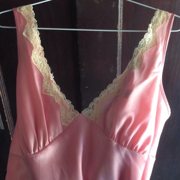 VS lace trim satin midi slip lingerie
