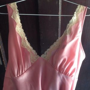 VS lace trim satin midi slip lingerie
