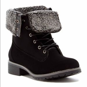 Faux shearling lined lace-up boot