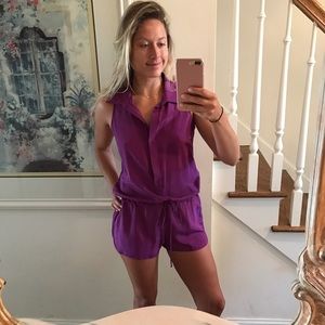 RORY BECA SILK COLLARED ROMPER