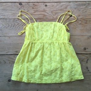 Yellow tennis embroidery pattern tank top