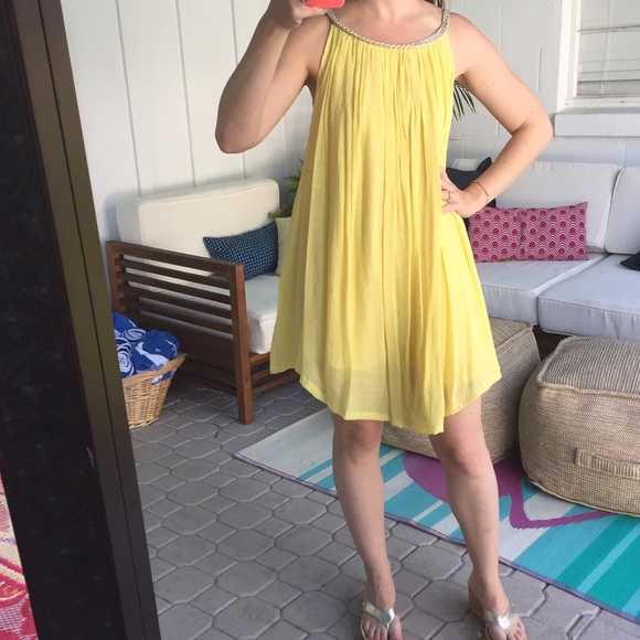 Yellow with gold braided finish swim cover up