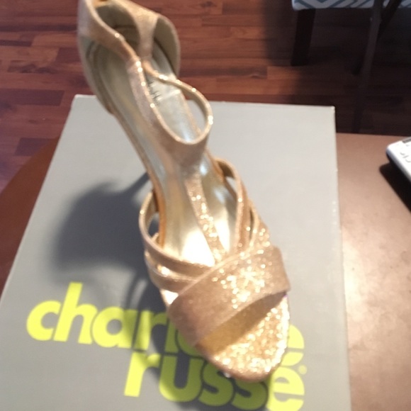 Charlotte Russe Shoes - Gold glitter high heels
