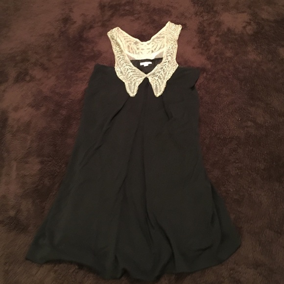 Foley + Corinna Black And Embellished Neck Dress M