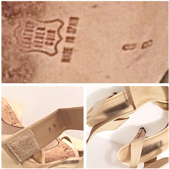 Medici Holiday Gold & Cork Peep Toe Platform Heels - Picture 3 of 8