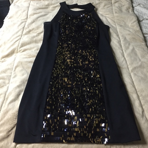 Black dress with sequin front and back panels