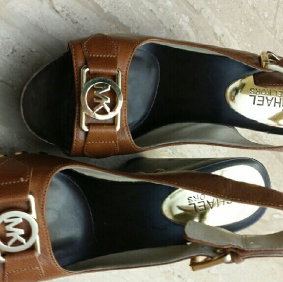 Michael Kors charm sling platform pumps wedge
