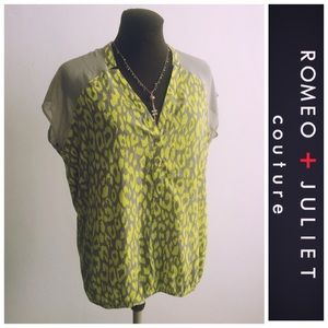 Romeo and Juliet yellow gray leopard blouse