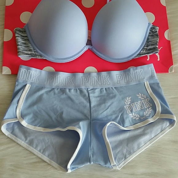 HOLD Nwt Pink Vs Push-up Bra + Logo boyshort Set. - Picture 3 of 4