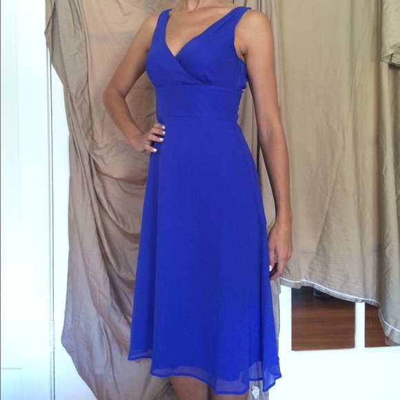 J Crew chiffon royal blue dress