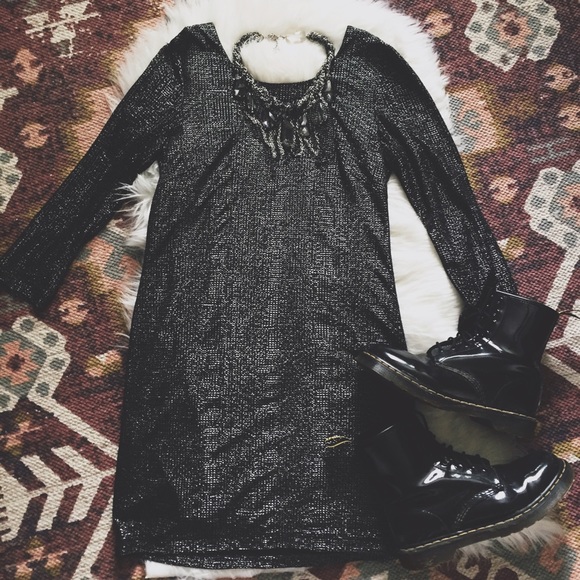 BCBGeneration Dresses & Skirts - Metallic Backless & Long Sleeve Mini Dress