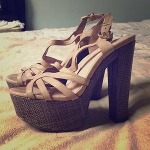 Beige platform heels