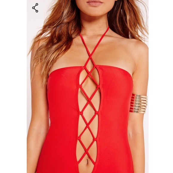 NWT Missguided Lace Up Swimsuit - Picture 3 of 4