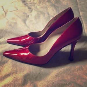 Stuart Weitzman Red patent leather pointed pumps