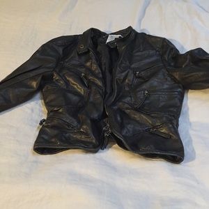 Fake leather crop jacket