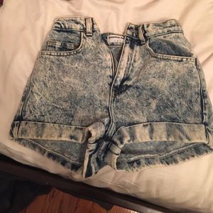 Acid washed jean shorts