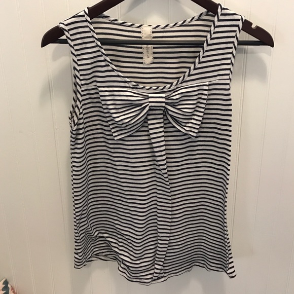 Bow Top Striped Sleeveless Top