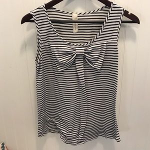 Bow Top Striped Sleeveless Top