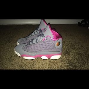 Jordans 13s girls pink and gray