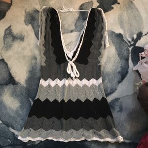 Black, gray and white shirt