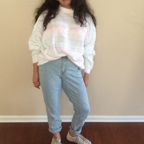 VINTAGE "Mom" Oversized Knitted Mock Neck Sweater
