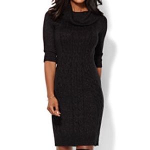 NY&C Lurex Cowl-Neck Sweater Dress