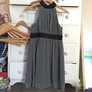 High neck polka dot dress