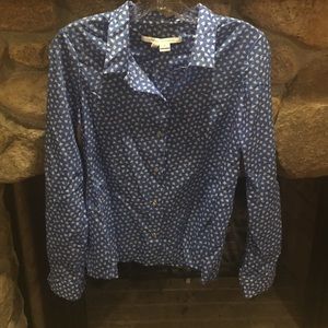 Blue and white blouse