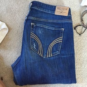 Hollister destroyed dark wash super skinny jeans