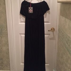 Black maxi strapless dress