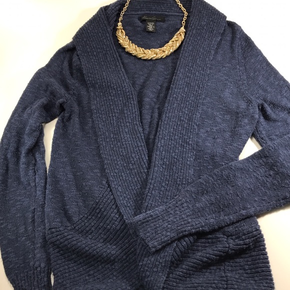 Kenneth Cold Open Front Long Blue Cardigan