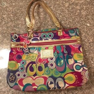 Poppy coach multi colored tote