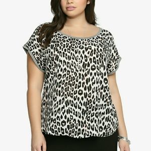 Gray chiffon Leopard top