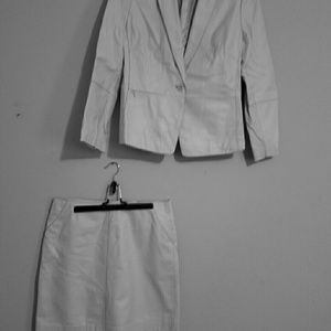 Leather jacket and skirt