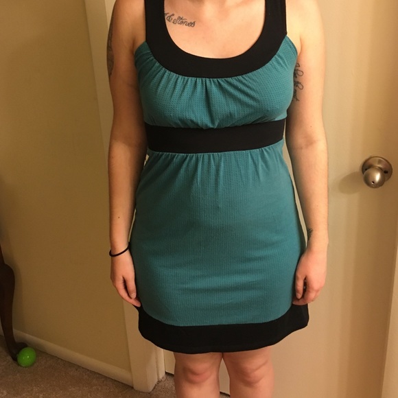 Teal and black dress