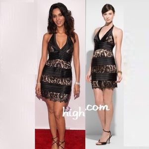 BCBGMAXAZRIA black halter tiered lace dress size 4