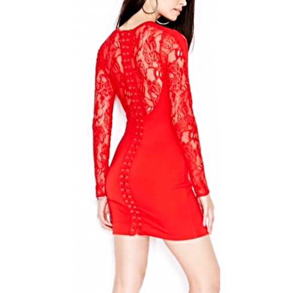 red laced bandage dress