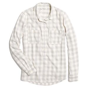 *MADEWELL FLANNEL POPOVER IN GREY BUFFALO CHECK