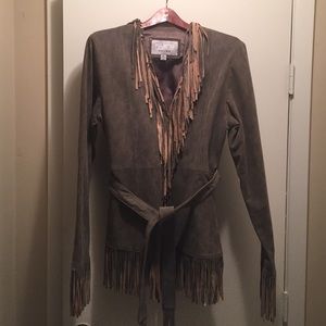 Suede Jacket with Fringe