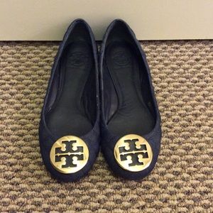 Tory burch reva denim flat