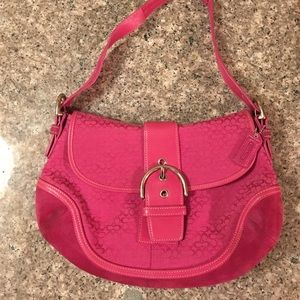 Hot pink coach shoulder bag